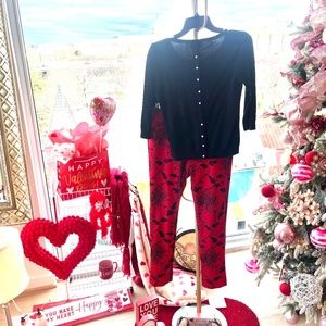 Black & Red Flower Pattern Pants